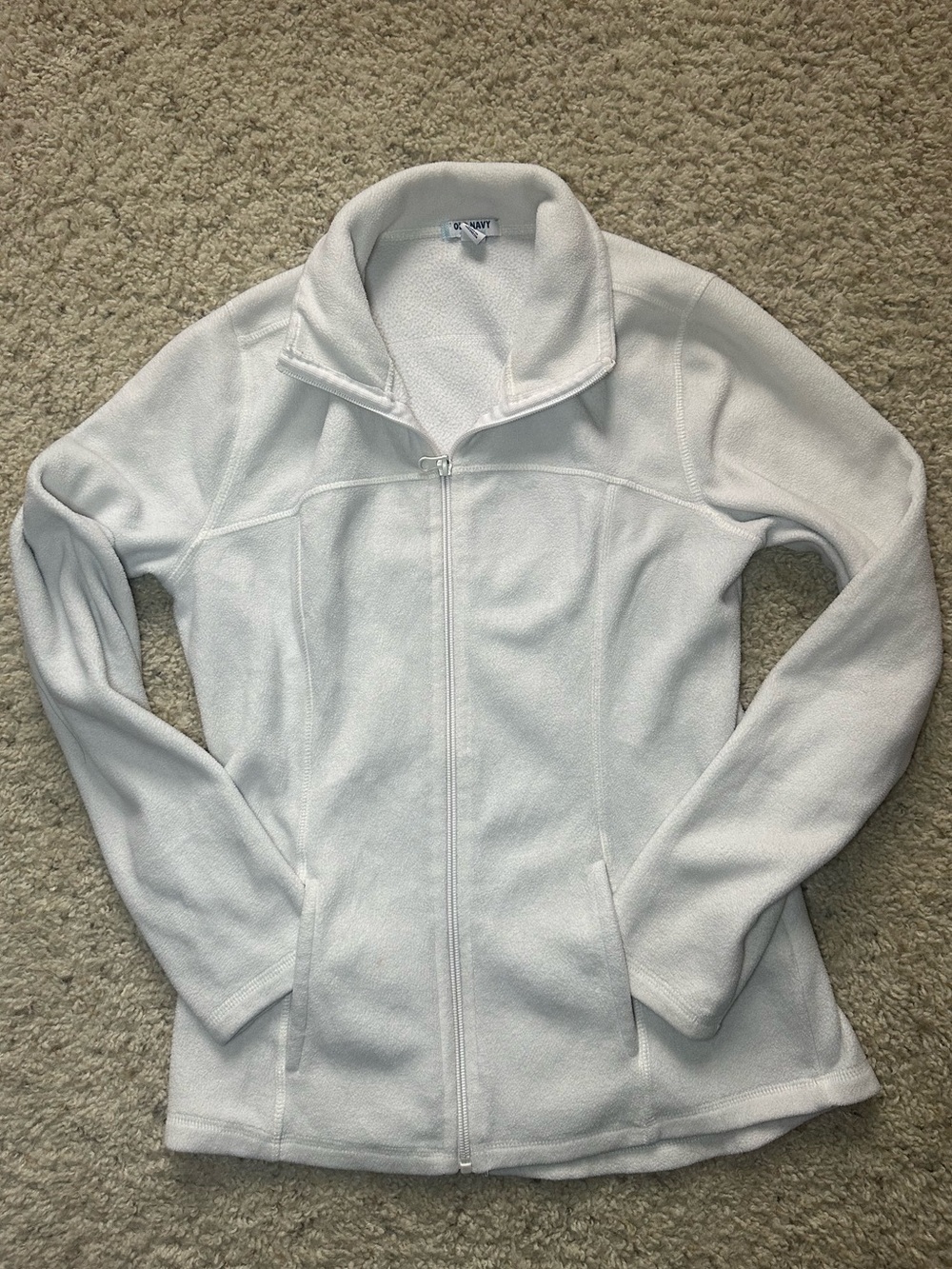 Old Navy White Full-Zip Teddy Fleece Jacket
